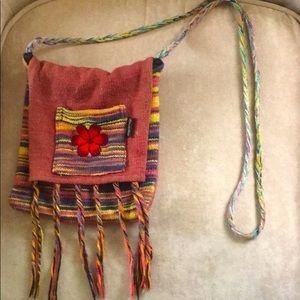 ATLANTIS Mauve hippie bag‎ with embroidery